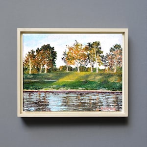 Original Oil Painting of Balboa Lake, CA - Palette Knife, 8&quot; x 10&quot; Small Oil Painting Unframed, Wall Art Decor Gift Ideas