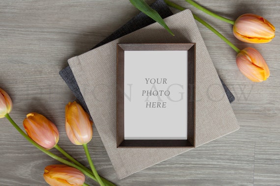 Vertical Wooden Frame Mockup With Flowers Etsy