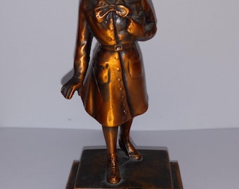 Vintage Girl Scout Figurine Award Trophäe Kupfer 1953 M. Darkfield
