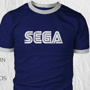 Sega Ringer Shirt Premium Vintage Look Classic Shirt Screen Printed - XS-3XL Perfect Gamer Gift Shirt