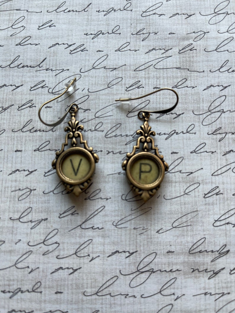 Vintage Typewriter Key Earrings Etsy