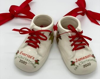 ceramic baby shoes ornament