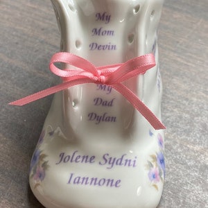 1 scarpiera personalizzata in porcellana bianca brillante, regalo per battesimo, nascita, ricordo immagine 4