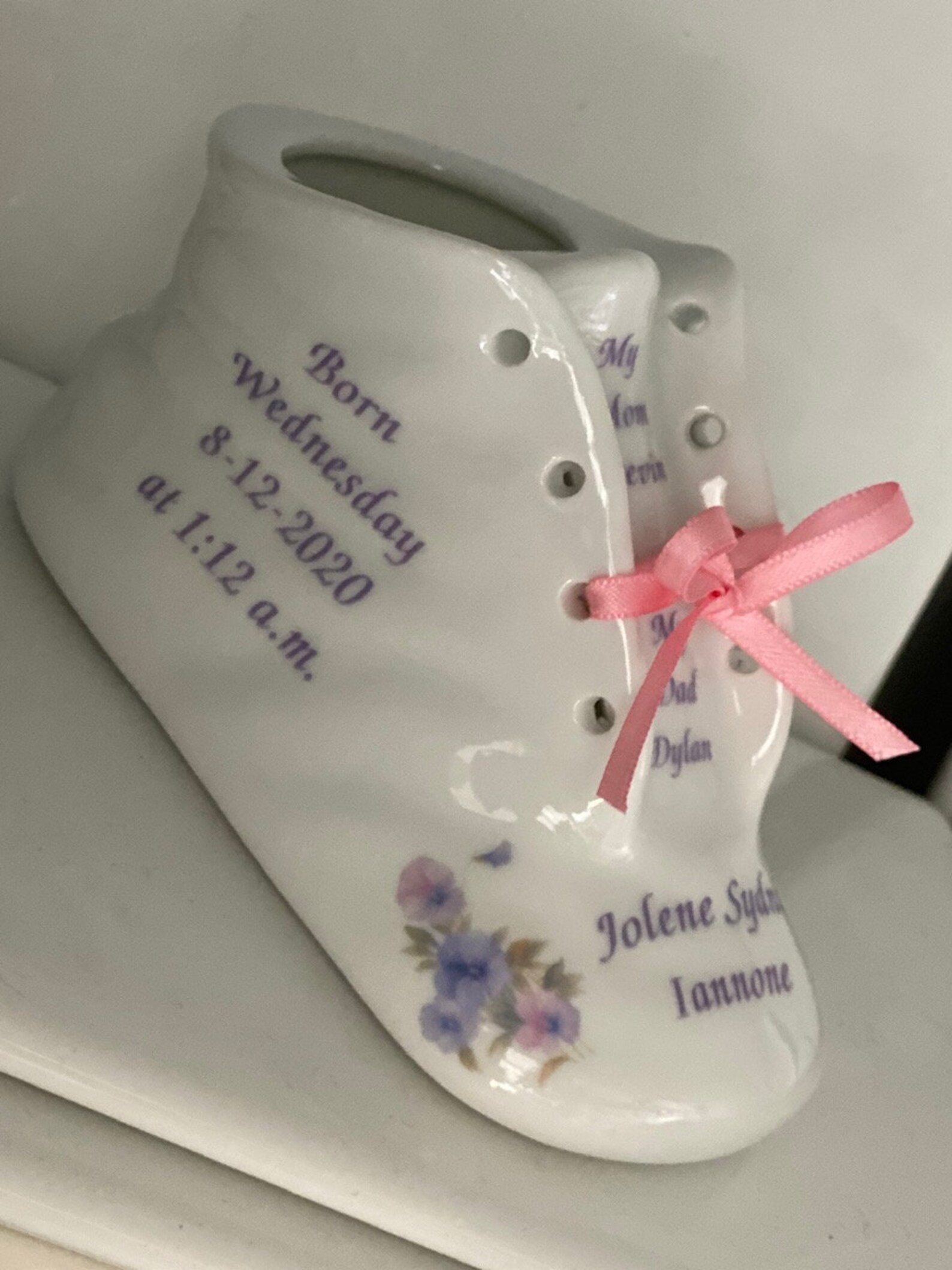 1 Personalized Ceramic Baby Shoe Bootie Keepsake Newborn Birth Etsy