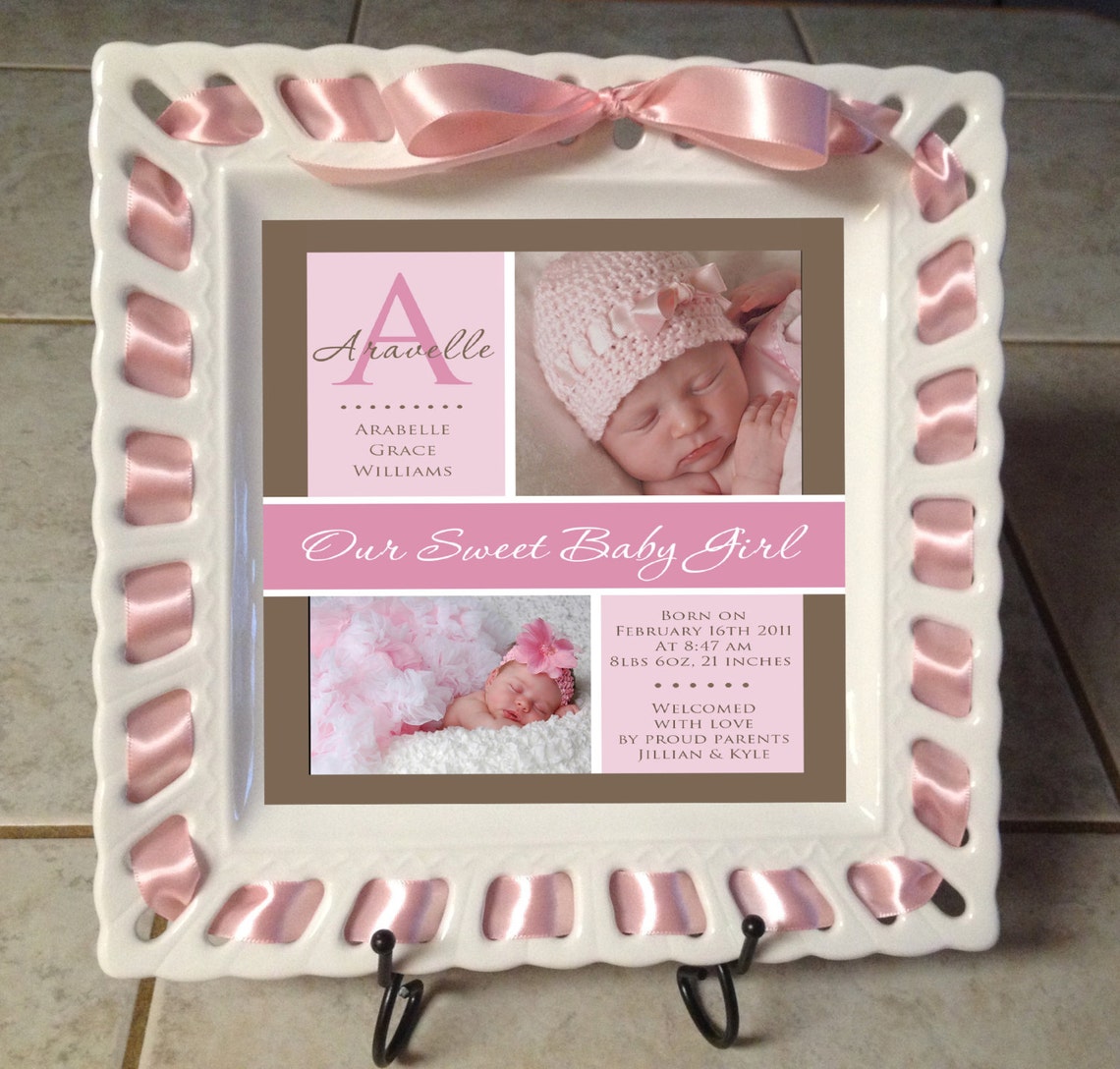 1 Personalized Photo Ceramic Baby Plate Keepsake Newborn Birth Etsy