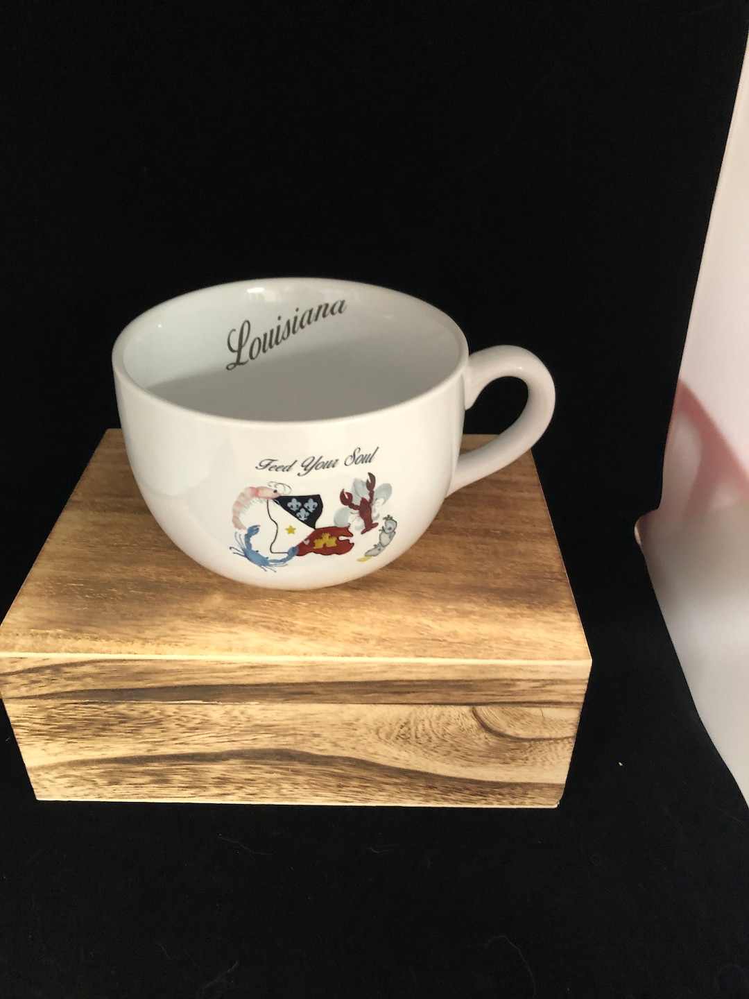 1 Louisiana Cajun Gumbo Bowl With Handle Ceramic Porcelain Crawfish