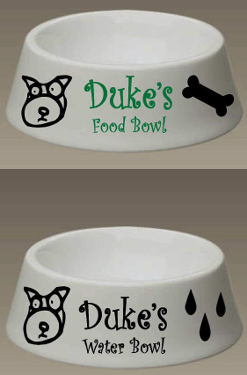 2 Personalized Pet Cat Dog Water Food Dish Bowl Large image 2