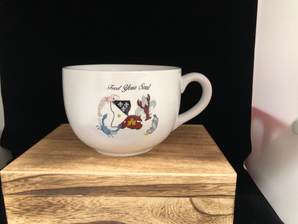 Louisiana Cajun Gumbo Bowl With Handle Set Ceramic Porcelain Etsy