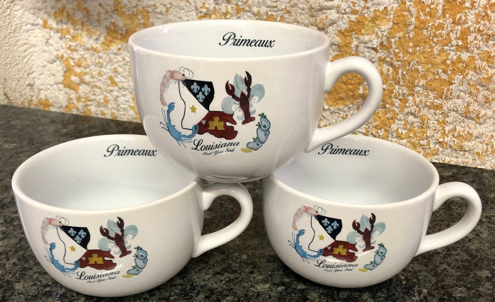 3 Personalized Louisiana Cajun Gumbo Bowl With Handle Set Etsy