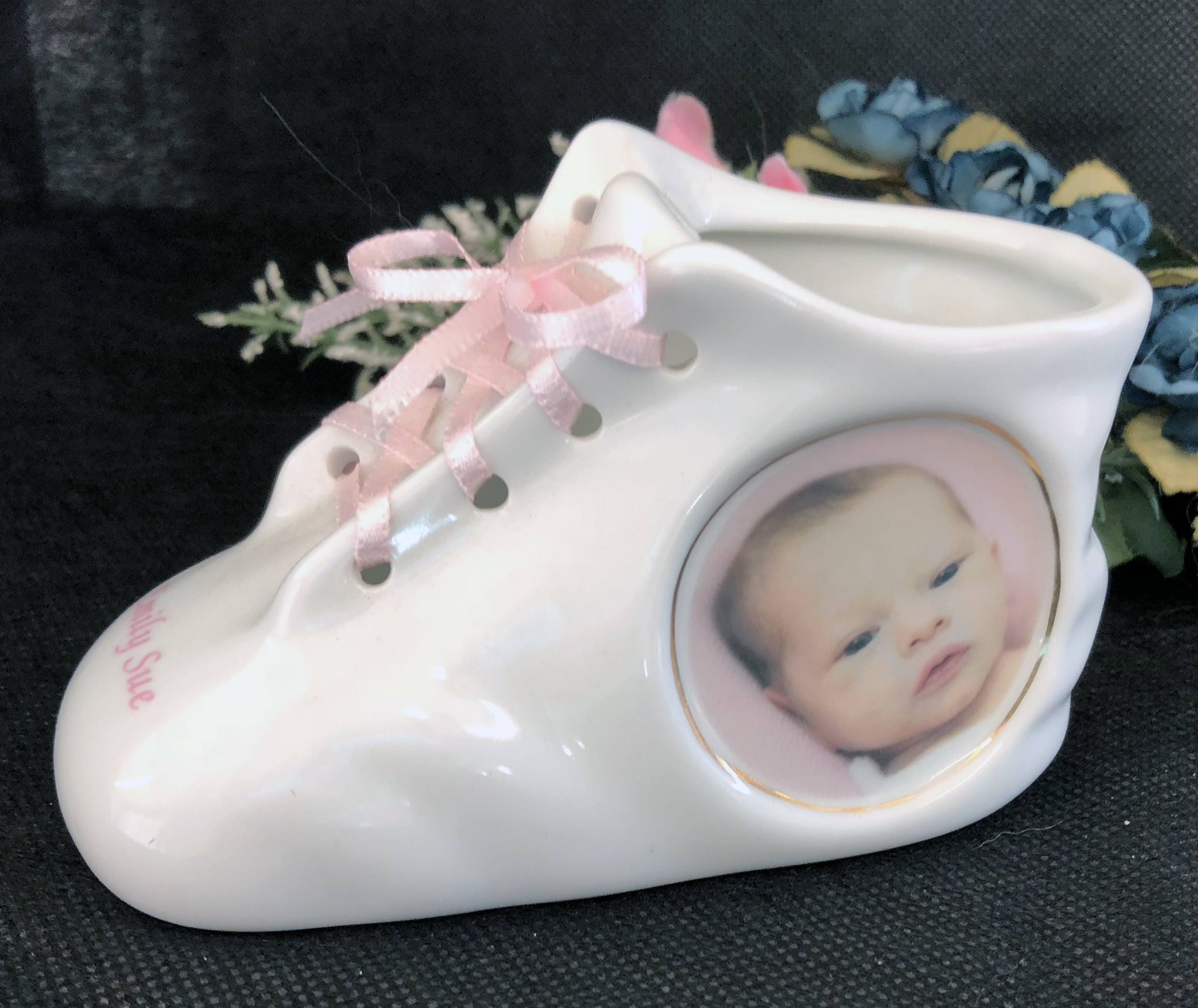1 Personalized Photo Ceramic Baby Shoe Bootie Keepsake Newborn Etsy