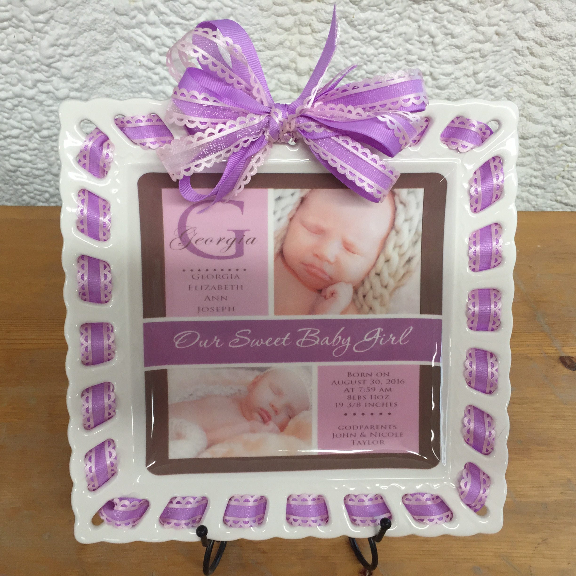 1 Personalized Photo Ceramic Baby Plate Keepsake Newborn Birth Etsy