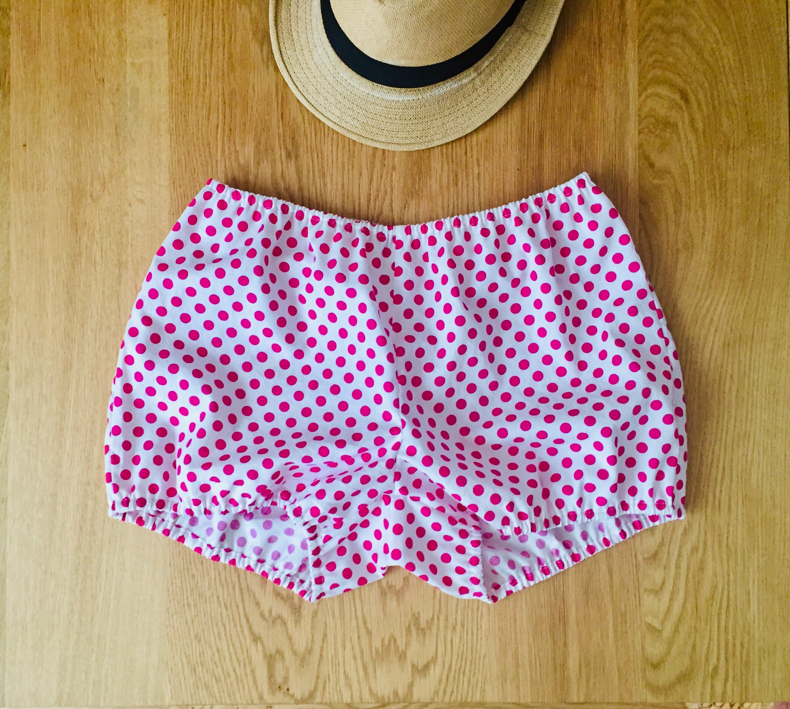 White cotton pajama shorts with pink polka dots for women Etsy