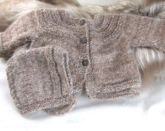 Alpaca Baby Sweater and Bonnet