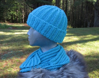 Merino Turquoise Hat and Scarf Set