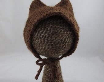 Alpaca Kitty Ears Baby Bonnet