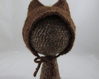 Alpaca Kitty Ears Baby Bonnet