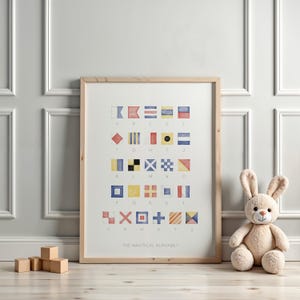 Nautical Alphabet Nursery Sign | Printable Nautical Flags Alphabet Nursery Wall Art | Baby Boy Nursery Art | Nautical Nursery Artwork