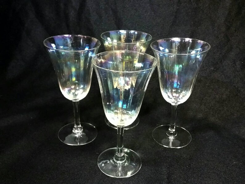 Vintage Iridescent Crystal Wine Glasses/Dinner Water Goblets Etsy