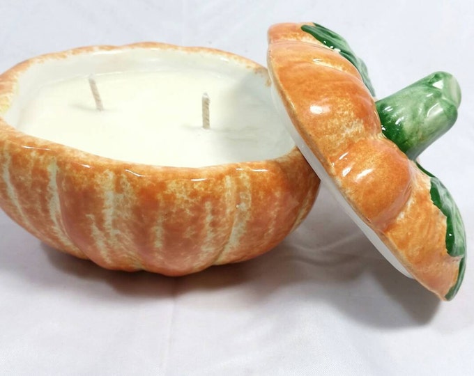 Ceramic Pumpkin Candy Dish Soy Wax Candle/autumn Harvest Etsy