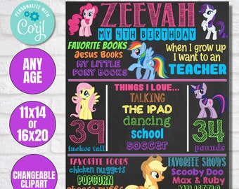 My Little Pony New Generation Milestone Birthday Chalkboard Poster DIGITAL FILE