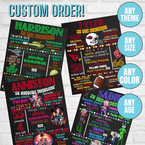 Cartel de pizarra personalizado con hitos de cumpleaños ARCHIVO DIGITAL