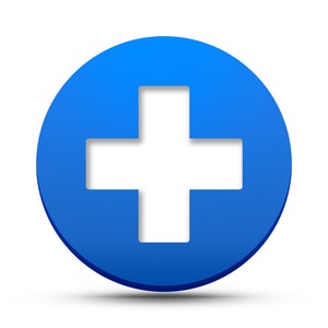 May include: A blue circle button with a white plus sign in the center.