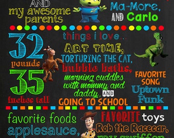 Toy Story Birthday Chalkboard Poster DIGITAL FILE