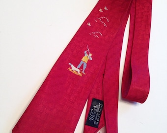 1950'S Duck Hunter's Tie - Screen Printed in Multi Colors - by REGAL - All Silk