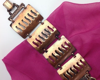 Vintage 1950'S Copper Bracelet - Modernist Jewelry - Original Hang Tag Attached - Deadstock