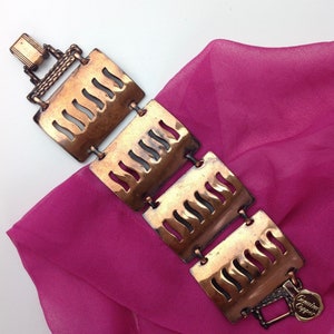 Vintage 1950&#39;S Copper Bracelet - Modernist Jewelry - Original Hang Tag Attached - Deadstock