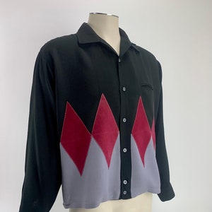 Vintage 1950's Argyle Harlequin Diamond Rayon Gabardine
