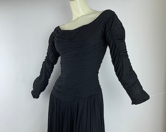 1950's Ceil Chapman Cocktail Dress - Draped Silk Jersey - Dayton's Oval Room - Size Small