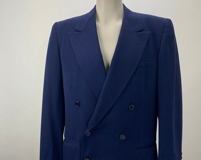 1940'S Double Breasted Sportscoat Bogart Style Navy Blue Gabardine ...