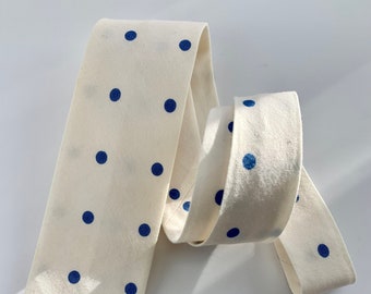 Early 1960's Polka Dot Tie - Sky Blue Polka Dots on White - 100% Cotton - Narrow Mod Profile