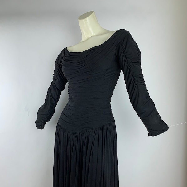 1950's Ceil Chapman Cocktail Dress - Draped Silk Jersey - Dayton's Oval Room - Size Small