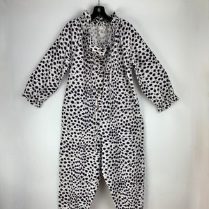 1960&#39;S Animal Printed Jumpsuit with Feet - GAYMODE by PENNEYS - Black & White Cotton Flannel Fabric - Mens Size Medium