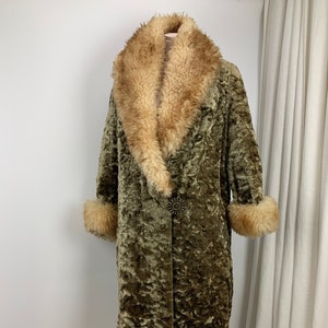 Rare Find 1920's Faux Fur Coat with Natural Fur Trim Cocoon Fur Wrapped Great Gatsby Size Small plus some image 1