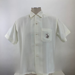 1950's Rayon Shirt Embroidered Crest Light Butter - Etsy