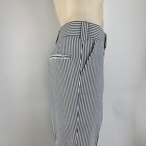 1970'S Striped Seersucker Trousers Gray & White Wide Waistband and Wide Belt Loops 36 Inch Waist DeadStock image 2