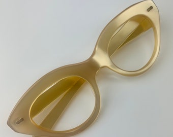 Vintage 1950'S Cat Eye Glasses - Light Gold Colored Plastic Frames - Optical Quality Frames