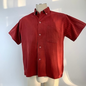 Early Sixties Short Sleeve Shirt - Faded Cranberry Red Cotton - Button Down Collar - SEARS Perma Smooth Label - Men&#39;s Size Medium