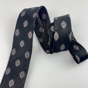 Early 1960's Tie Narrow Mod Tie Stylized Dot Pattern in Black, Silver with a speck of Red image 1