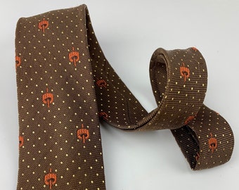 Early 1960's Tie - Tiny Metallic Gold Polka Dot Squares - Cavalier of Louisville - Rayon with Metallic Threads  - Square-End Tie