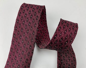 Early 1960's Mod Tie - Narrow Profile  - PENNEYS TOWNCRAFT - Stylized Dot Pattern in Cranberry with a Speck of White