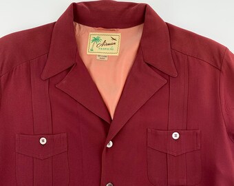 1940's Hollywood Jacket - AIRMAN Tropical Label - All Rayon  - Patch Pockets - Wide Notched Collar - Size 44R X-Large