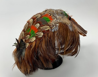 Gimbels Feather Half Hat, Pheasant Feather Half Hat 1950s French Room Pheasant Feather Topper - Etsy main image 4