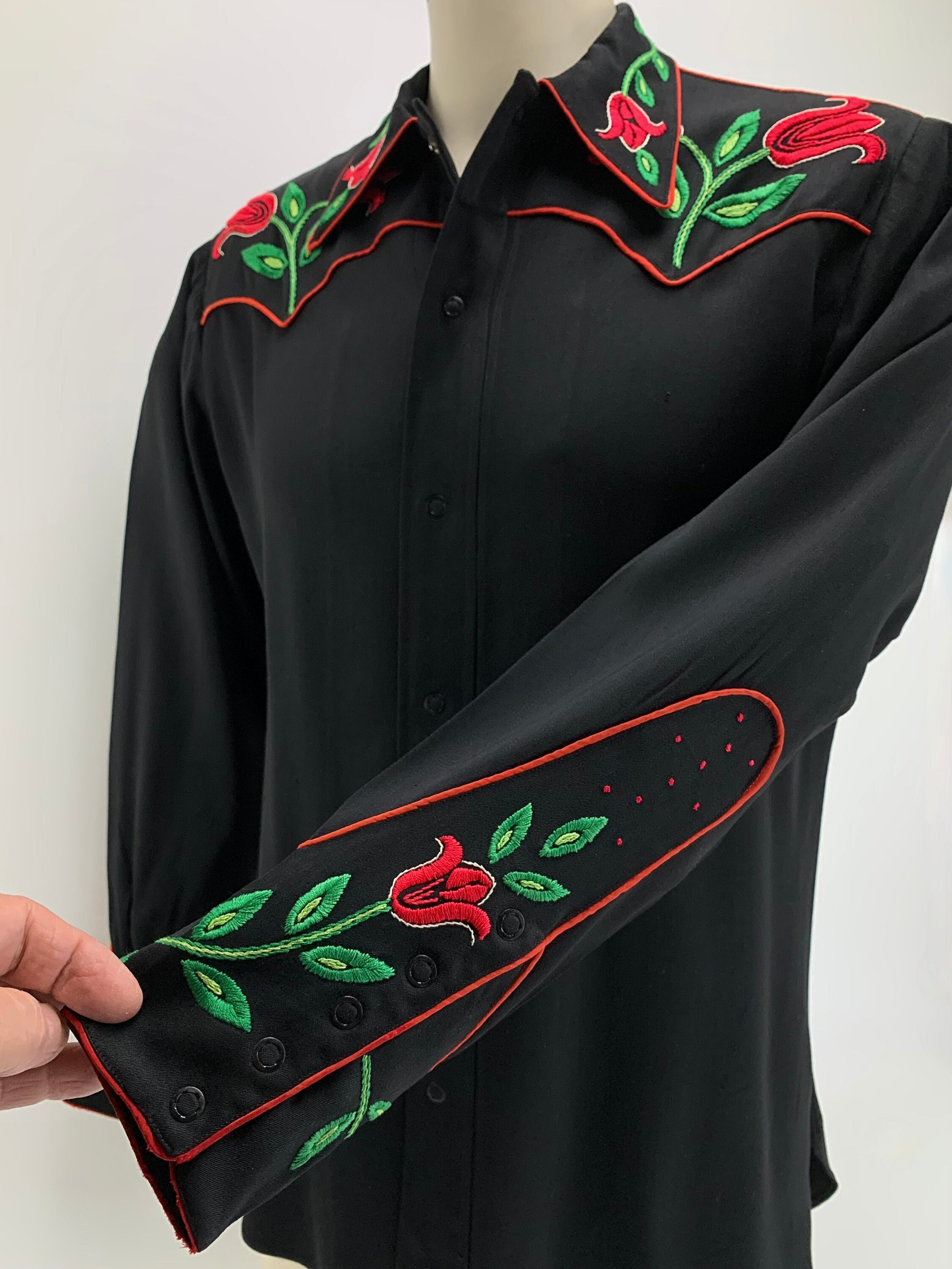 1940'S Western Shirt Black Wool Gabardine Beautiful - Etsy Hong Kong