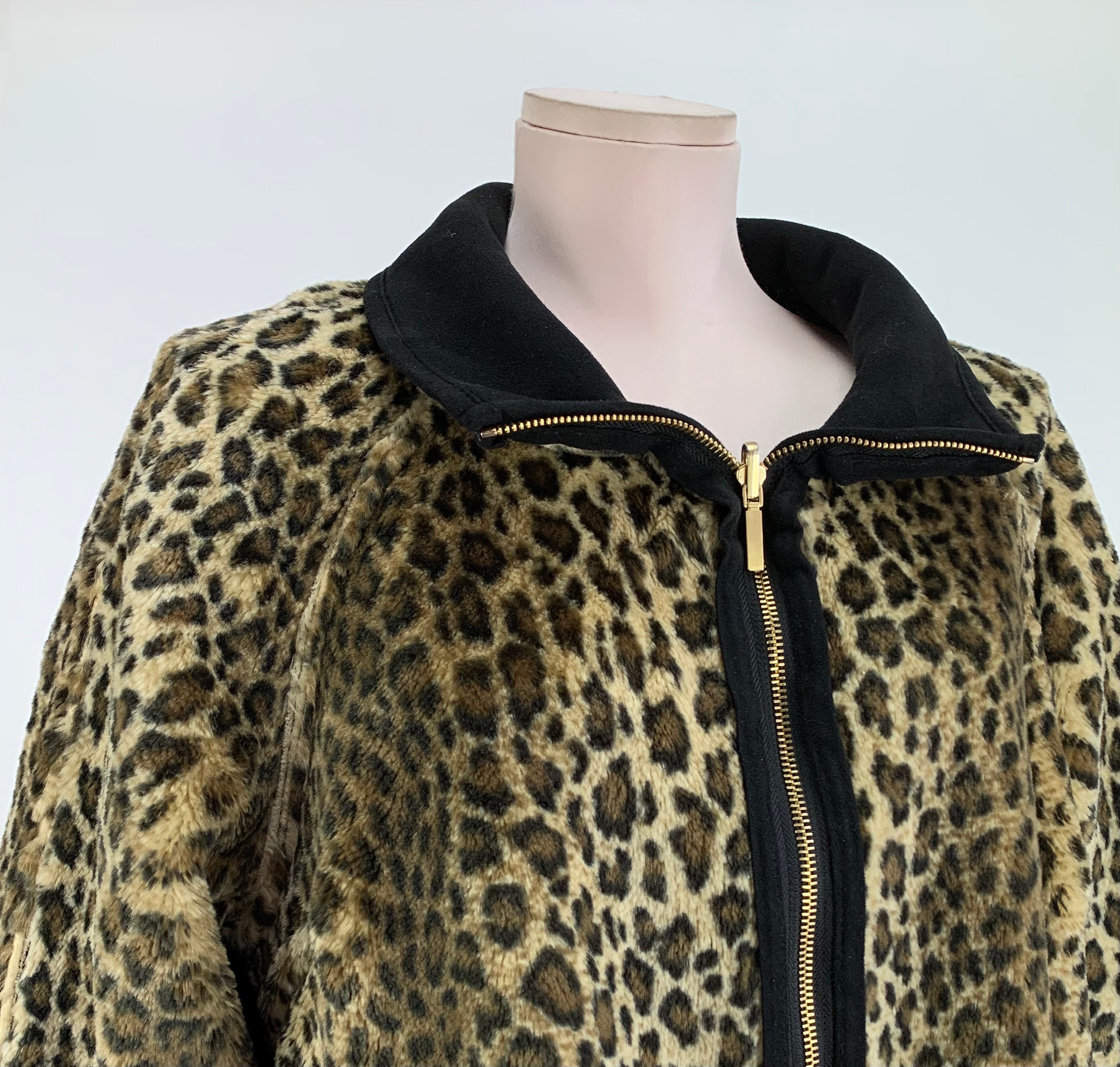 1990's Reversible Faux Leopard Coat - Plush Faux Fur - Reverses to