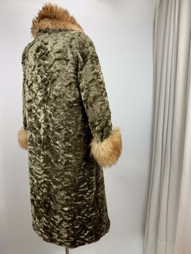 Rare Find 1920's Faux Fur Coat with Natural Fur Trim Cocoon Fur Wrapped Great Gatsby Size Small plus some image 7