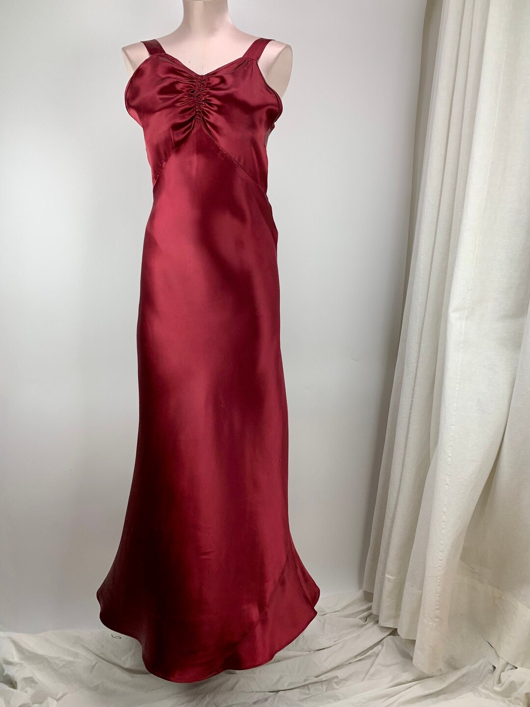 1930's Style Satin Bias Gatsby Midi Slip Dress - Cinnamon main image 0